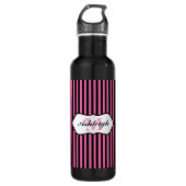 Monogramm, rosa, schwarz, weiß gestrichen trinkflasche (Vorderseite)