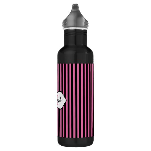 Monogramm, rosa, schwarz, weiß gestrichen trinkflasche (Rechts)