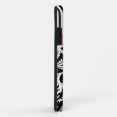 Monogramm-rosa Schwarz-weißes gestreiftes Damast Case-Mate iPhone Hülle (Hinten/Rechts)