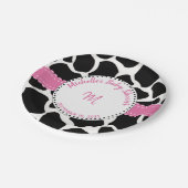 Monogramm Rosa Schwarze Kuh Name Pappteller (Schrägansicht)