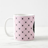 Monogramm Rosa & Schwarze Schleife Schrift Tasse (Links)