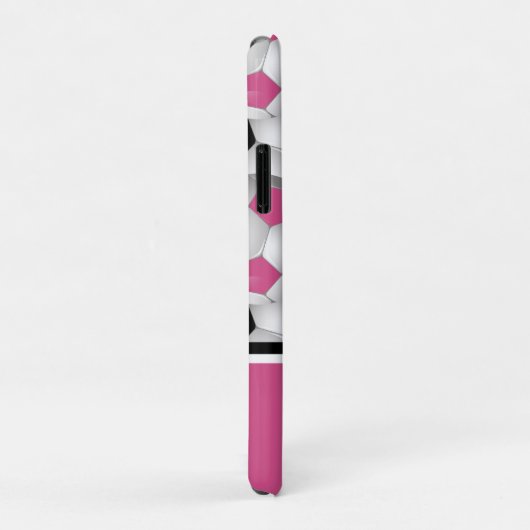 Monogramm rosa Schwarzer Fußball-Kugelmuster Case-Mate iPhone Hülle (Hinten/Rechts)