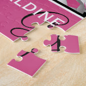Monogramm rosa Schwarzer Fußball-Kugelmuster Puzzle (Seite)