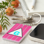 Monogramm Rosa Silberstreifen Schlüsselanhänger (Vorderseite rechts)