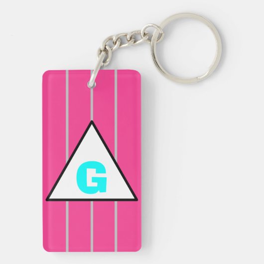 Monogramm Rosa Silberstreifen Schlüsselanhänger (Rückseite)