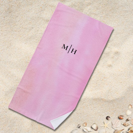 Monogramm Rosa Strandtuch