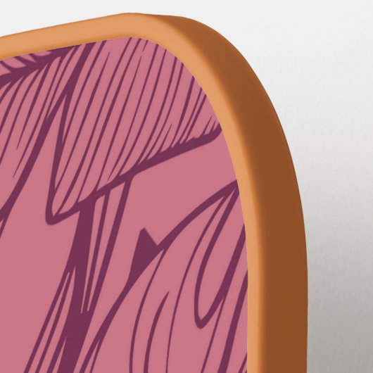 Monogramm rosa tropische Blätter Pickleball Schläger (Linke Seite)