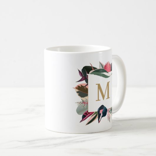 Monogramm rosa tropische, variierte Haushaltspflan Kaffeetasse (VorderseiteRechts)