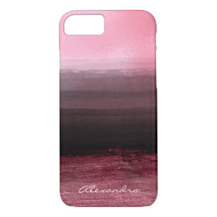 Monogramm-rosa u. schwarze Ombre Case-Mate iPhone Hülle