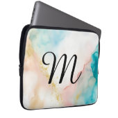 Monogramm Rosa und Blau mit Imitat-Glitzer Laptopschutzhülle (Vorne Rechts)