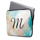 Monogramm Rosa und Blau mit Imitat-Glitzer Laptopschutzhülle (Vorderseite Links)