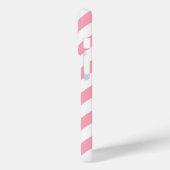 Monogramm rosa und blaue Diagonalstreifen Case-Mate iPhone Hülle (Rückseite / Links)