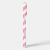 Monogramm rosa und blaue Diagonalstreifen Case-Mate iPhone Hülle (Rückseite / Rechts)