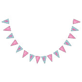 Monogramm rosa und blaues Seepferd unter Wasser Wimpelkette (Alle)