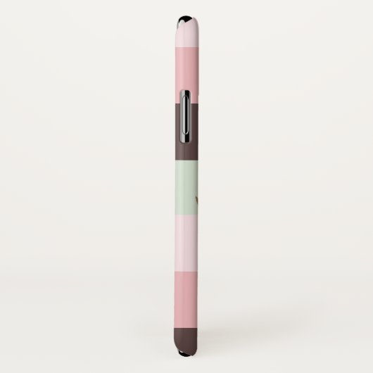 Monogramm rosa und braun Streifen Case-Mate iPhone Hülle (Hinten/Rechts)