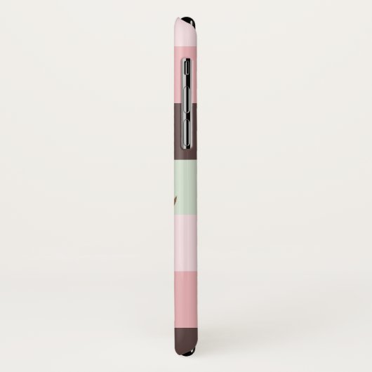 Monogramm rosa und braun Streifen Case-Mate iPhone Hülle (Hinten/Links)