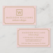 Monogramm Rosa und Gold Art Deco Visitenkarte (Vorne/Hinten)