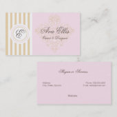 Monogramm-Rosa und GoldDamak Visitenkarte (Vorne/Hinten)