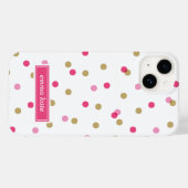 Monogramm rosa und goldene Konfetti-Dots Case-Mate iPhone Hülle (Rückseite (Horizontal))