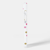 Monogramm rosa und goldene Konfetti-Dots Case-Mate iPhone Hülle (Rückseite / Links)