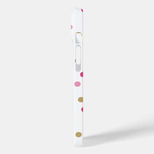 Monogramm rosa und goldene Konfetti-Dots Case-Mate iPhone Hülle (Rückseite / Links)