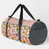 Monogramm Rosa und Grau Floral Initial Large Duffle Bag (Rechte Ecke)