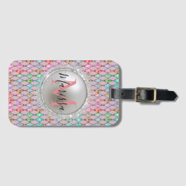 Monogramm Rosa und grüne Pastelle Harlequin Gepäckanhänger
