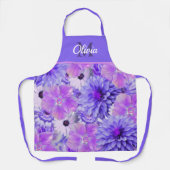 Monogramm Rosa und Lila Blüten Schürze (Vorderseite)