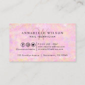Monogramm rosa und Lila Funkelnd Nägel Visitenkarte (Rückseite)