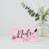 Monogramm rosa und Lila Funkelnd Nägel Visitenkarte (Stehend Vorderseite)