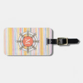 Monogramm, rosa und Minusstreifen, Niedlich #2 Gepäckanhänger (Vorderseite horizontal)
