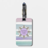 Monogramm, rosa und Minusstreifen Niedlich Gepäckanhänger (Rückseite vertikal)