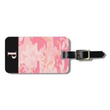Monogramm Rosa und Pfirsich Camo Tarnmuster Schwar