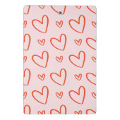 Monogramm - rosa und rote Herzen Mini Klemmbrett (Rückseite)