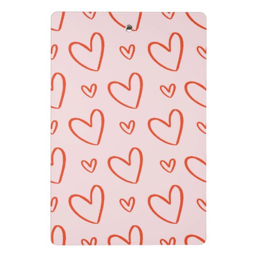 Monogramm - rosa und rote Herzen Mini Klemmbrett (Rückseite)