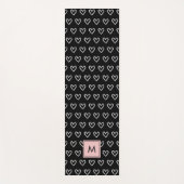 Monogramm-Rosa-und-Schwarz-Herzmuster  Yogamatte (Vorderseite)