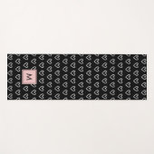 Monogramm-Rosa-und-Schwarz-Herzmuster  Yogamatte (Vorderseite (Horizontal))