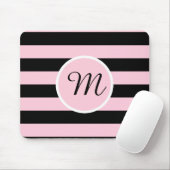 Monogramm Rosa und Schwarz Streifen Mousepad (Mit Mouse)