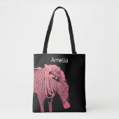 Monogramm Rosa und schwarz Zebra Tasche (Vorderseite)