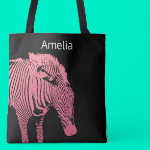 Monogramm Rosa und schwarz Zebra Tasche