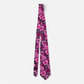 Monogramm Rosa und Schwarze Floral Krawatte (Rückseite)