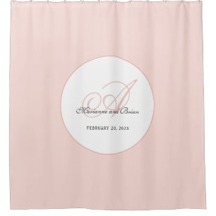 Monogramm Rosa und Weiß Duschvorhang