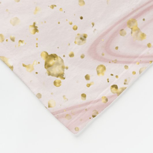 Monogramm Rosa und Weißmarmor Swirl Gold Glitzer Fleecedecke (Ecke)