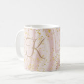 Monogramm Rosa und Weißmarmor Swirl Gold Glitzer Kaffeetasse (Vorderseite Links)