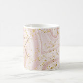 Monogramm Rosa und Weißmarmor Swirl Gold Glitzer Kaffeetasse (Mittel)