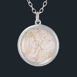 Monogramm Rosa und Weißmarmor Swirl Gold Glitzer Versilberte Kette<br><div class="desc">Mit Monogramm Personalisiertes rosa-weißes Marmorwirbelmuster mit goldgelber,  silberfarbener Halskette aus Glitzer</div>