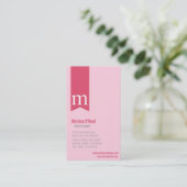 Monogramm-rosa Visitenkarte (Stehend Vorderseite)
