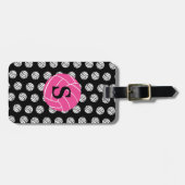 Monogramm-rosa Volleyball-Gepäckanhänger Gepäckanhänger (Vorderseite horizontal)
