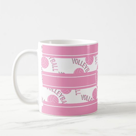 Monogramm-rosa Volleyball Kaffeetasse (Links)