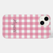 Monogramm Rosa Weiß Gingham Büffel Karo Kariert Case-Mate iPhone Hülle (Rückseite (Horizontal))